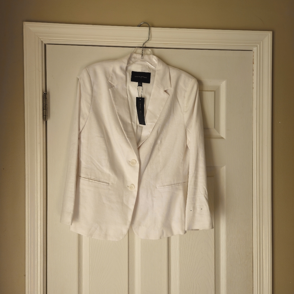 Banana Republic Factory White Linen Stretch Blazer NWT size 8